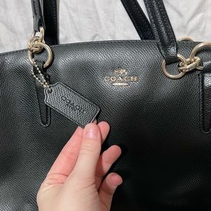 Black large leather coach purse